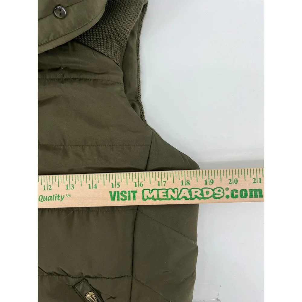 Daytrip‎ Womens Puffer Vest Olive Green Hooded Knit Back Quilted Small Buckle
